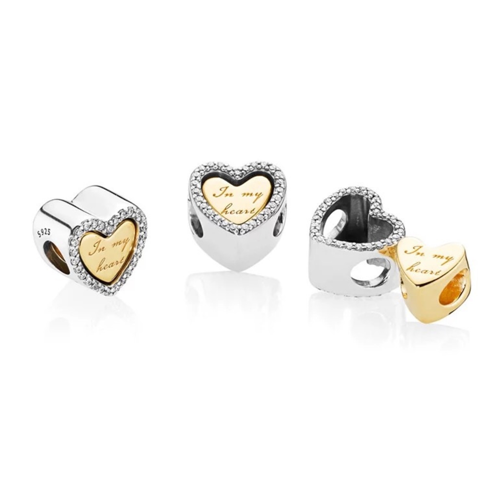925Sterling Silver “IN MY HEART” Split Heart Charm